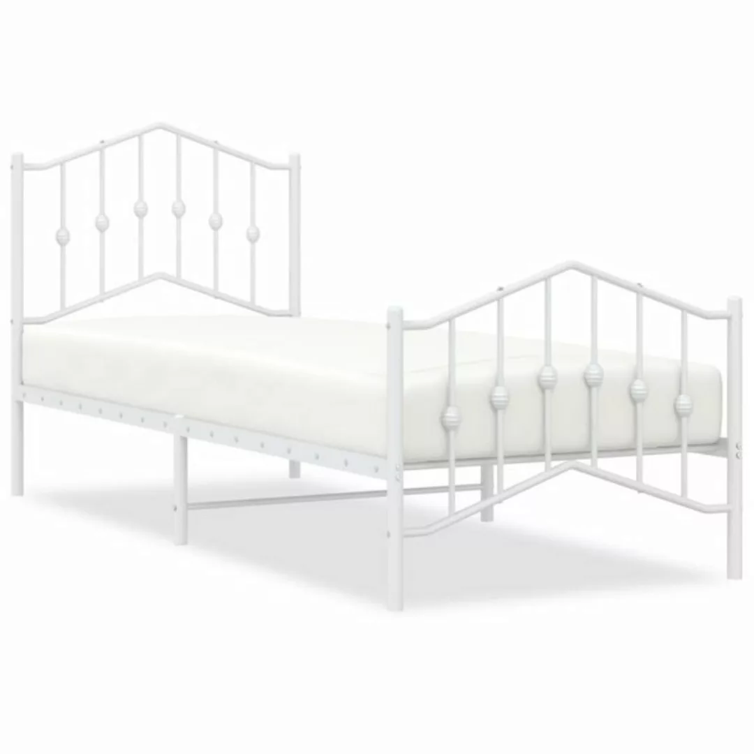 vidaXL Bett Bettgestell mit Kopf- und Fußteil Metall Weiß 90x200 cm günstig online kaufen