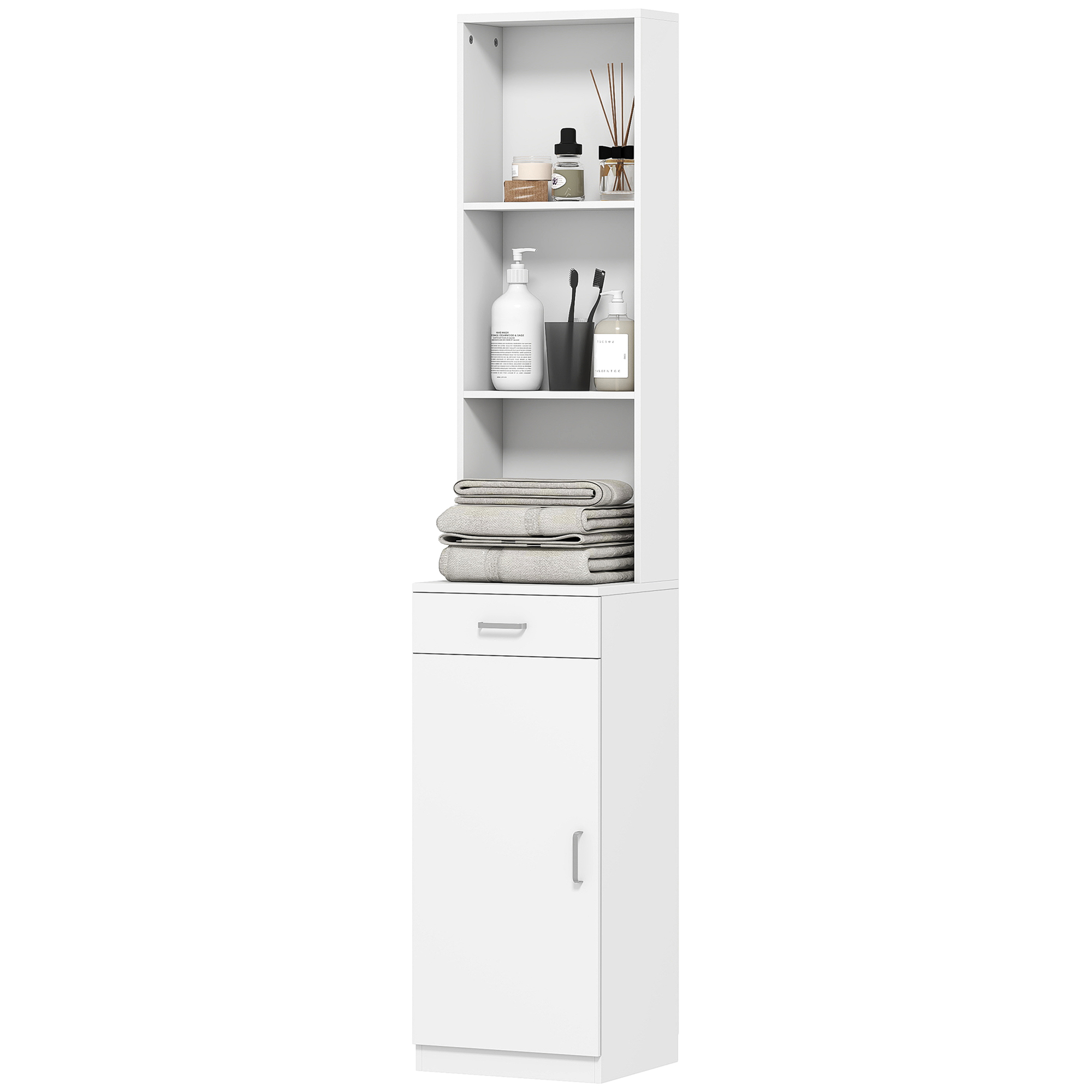 HOMCOM Badezimmerschrank hoch Badschrank Hochschrank schmal mit Schublade, günstig online kaufen