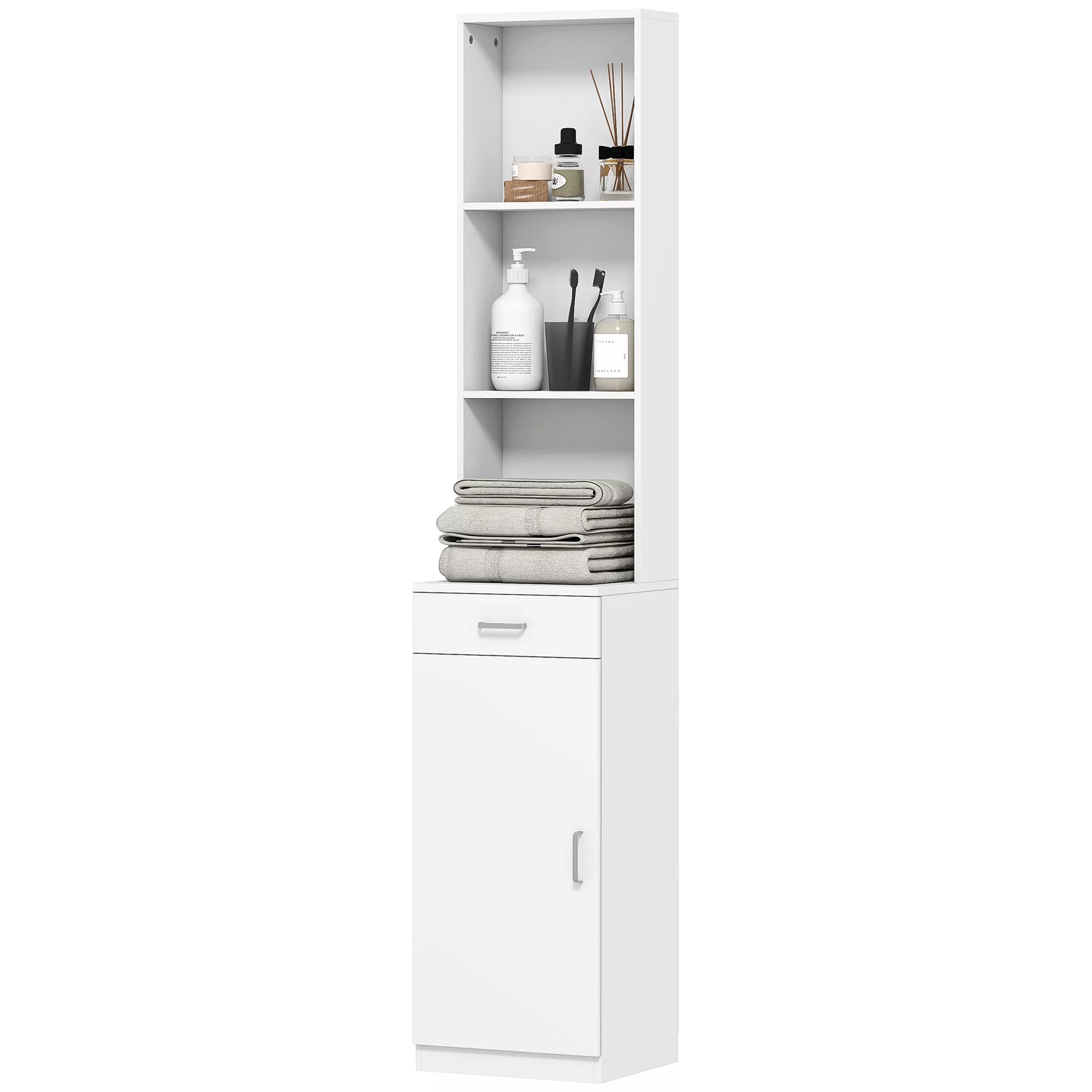 HOMCOM Badezimmerschrank hoch Badschrank Hochschrank schmal mit Schublade, günstig online kaufen