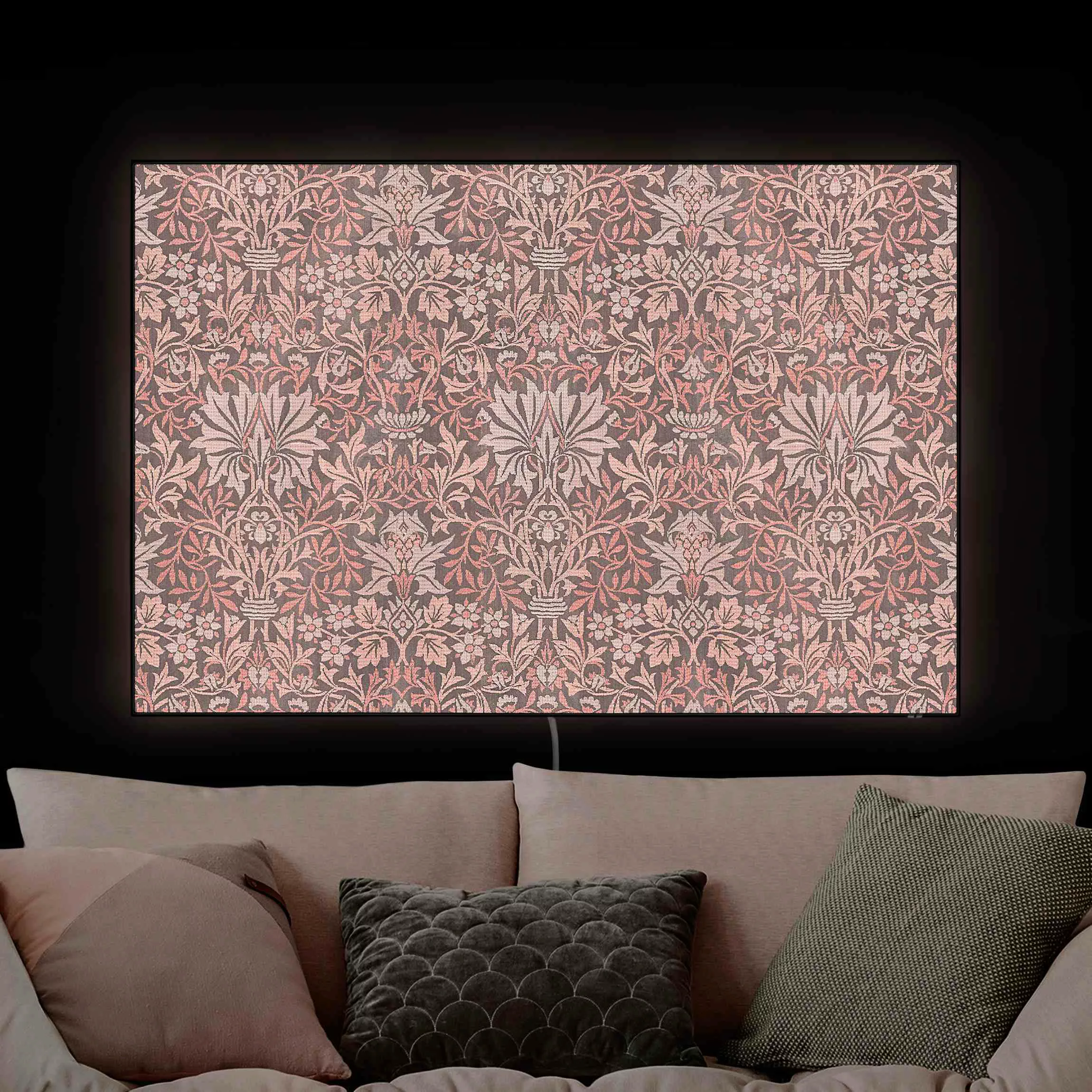 LED-Wechselbild William Morris Muster in Rosa II günstig online kaufen