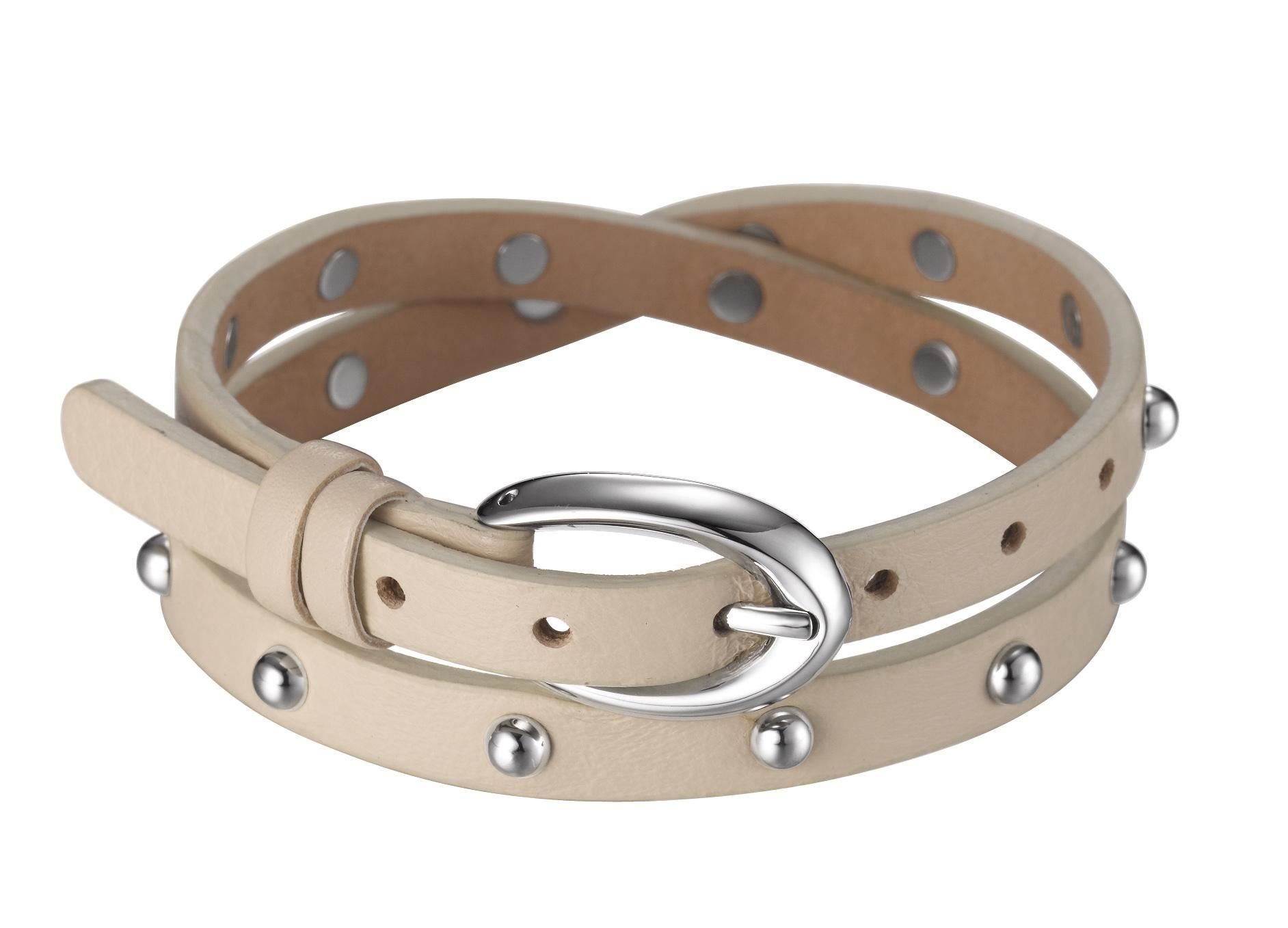 Esprit Armband Leder Edelstahl Beige 38cm günstig online kaufen