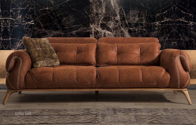 JVmoebel Sofa Braune Couch Dreisitzer Sofa Wildleder Optik Sofas Couchen De günstig online kaufen