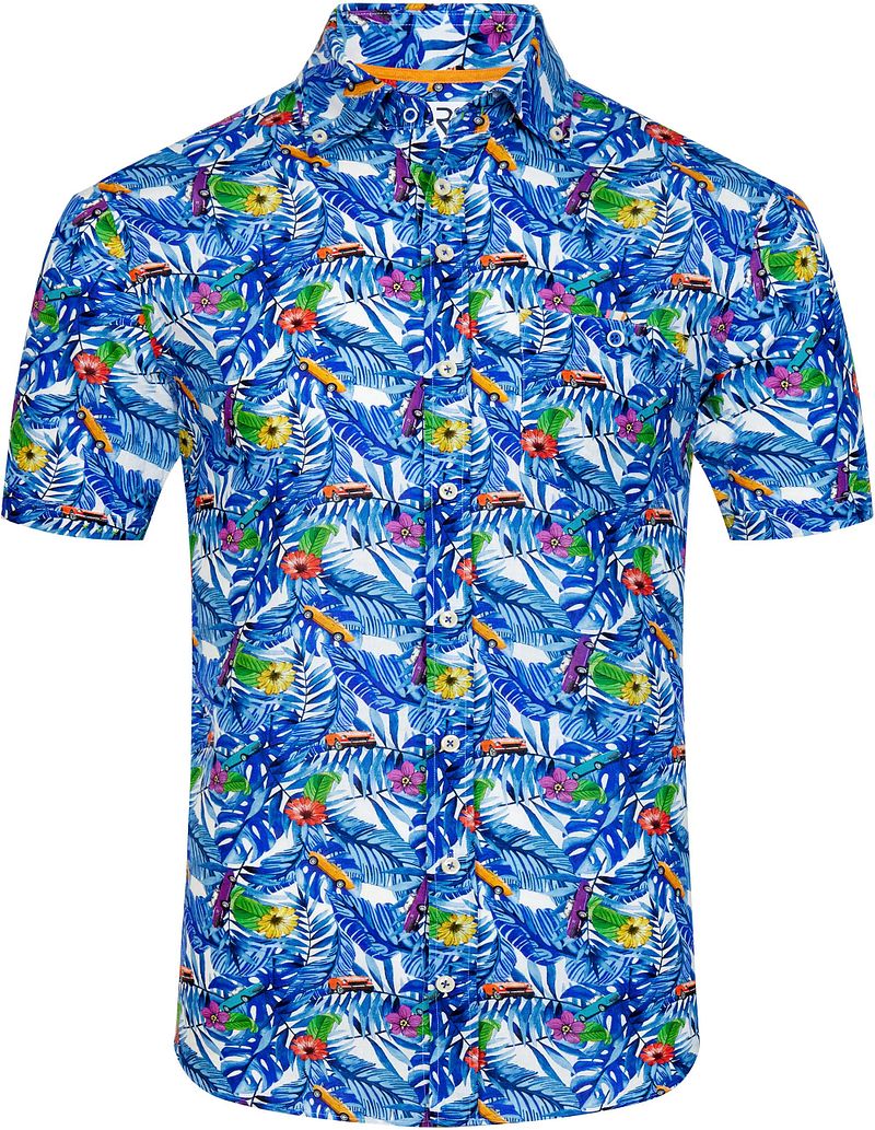 R2 Hemd Shortsleeve Print Blau  - Größe XL günstig online kaufen