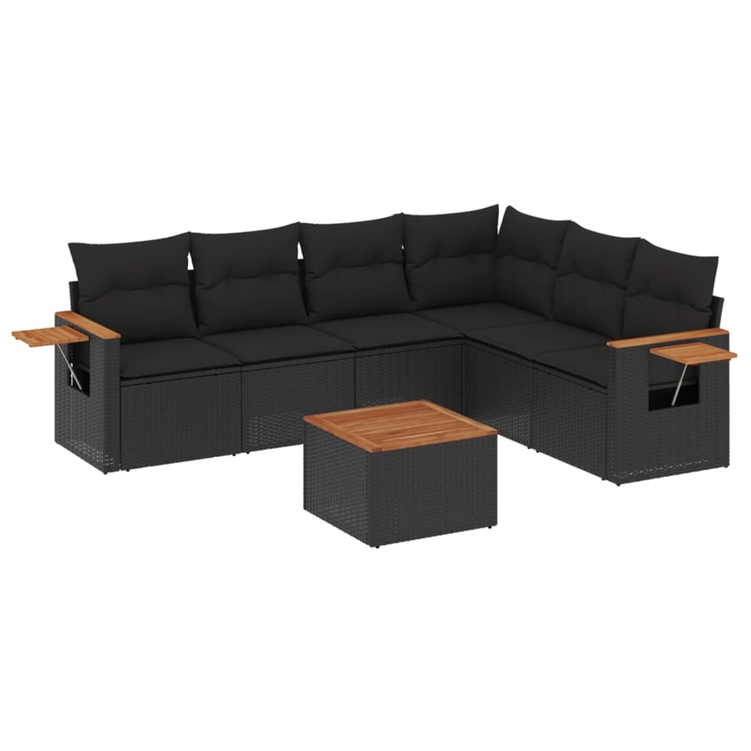 vidaXL 7-tlg Garten-Sofagarnitur mit Kissen Schwarz Poly Rattan Modell 224 günstig online kaufen