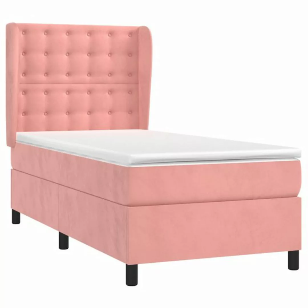 vidaXL Boxspringbett Boxspringbett mit Matratze Rosa 100x200 cm Samt Bett B günstig online kaufen