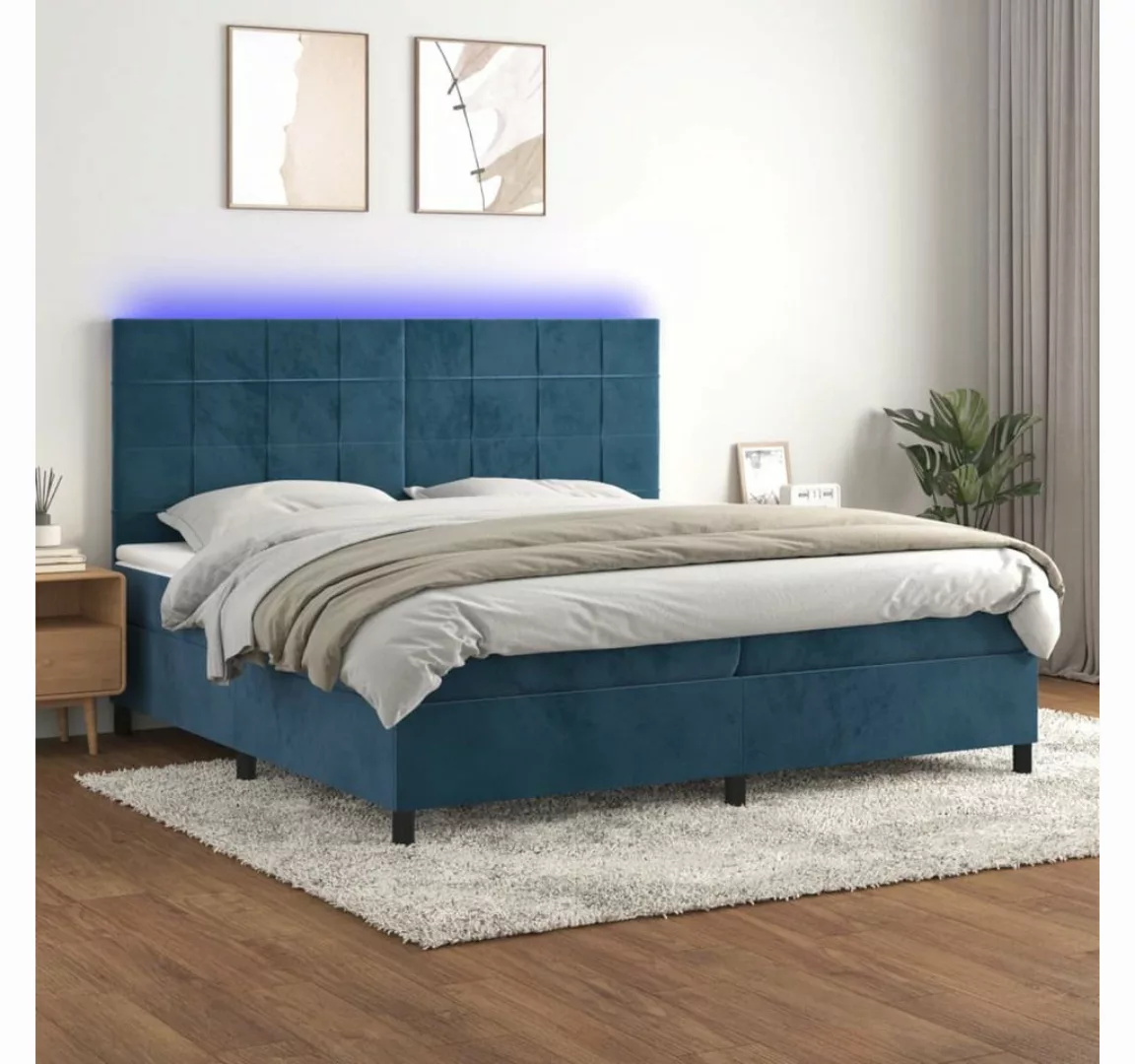 vidaXL Boxspringbett Boxspringbett mit Matratze & LED Samt (200 x 200 cm, B günstig online kaufen