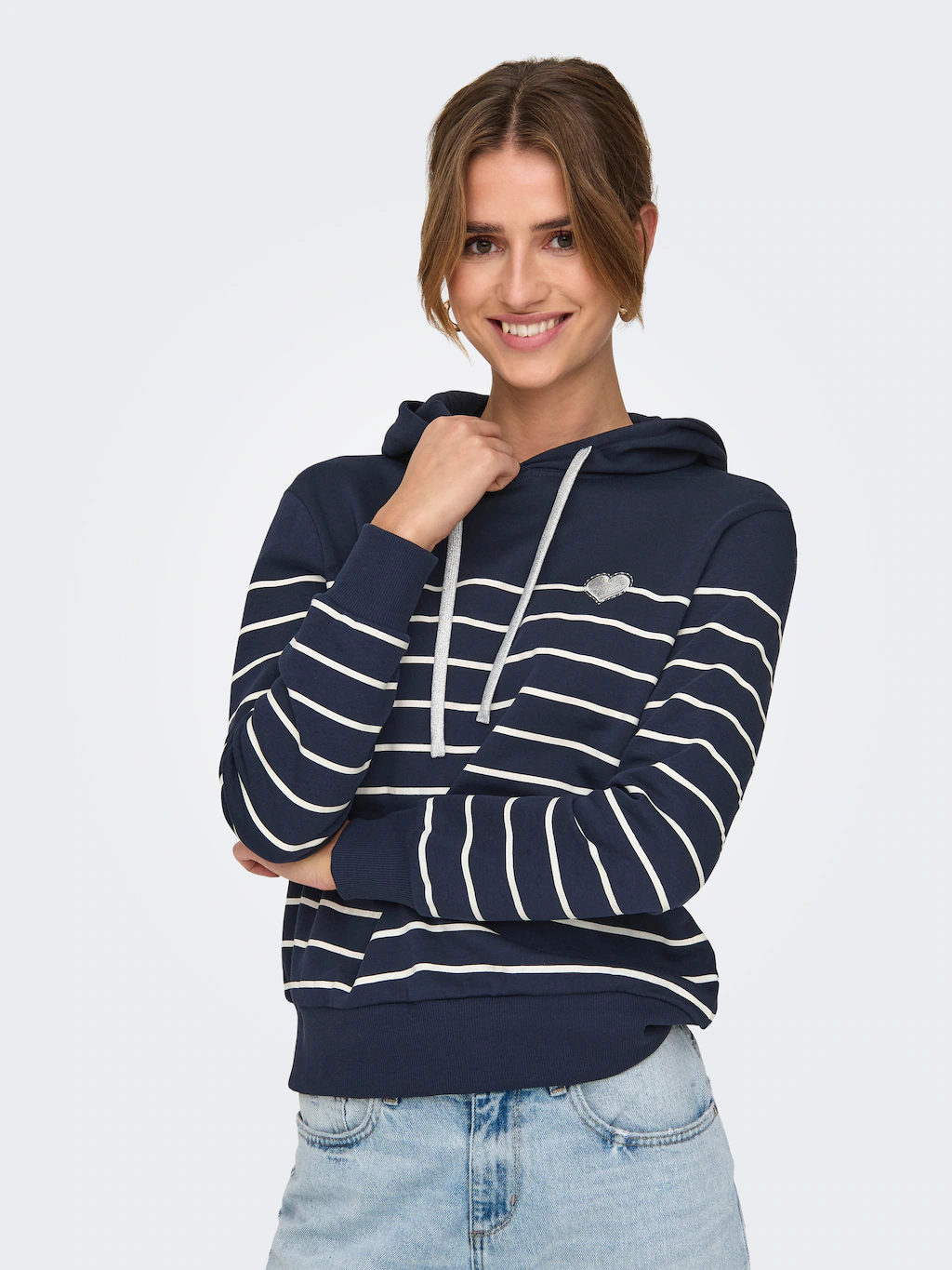 ONLY Kapuzensweatshirt "ONLADELLE L/S STRIPE HOOD SWT" günstig online kaufen