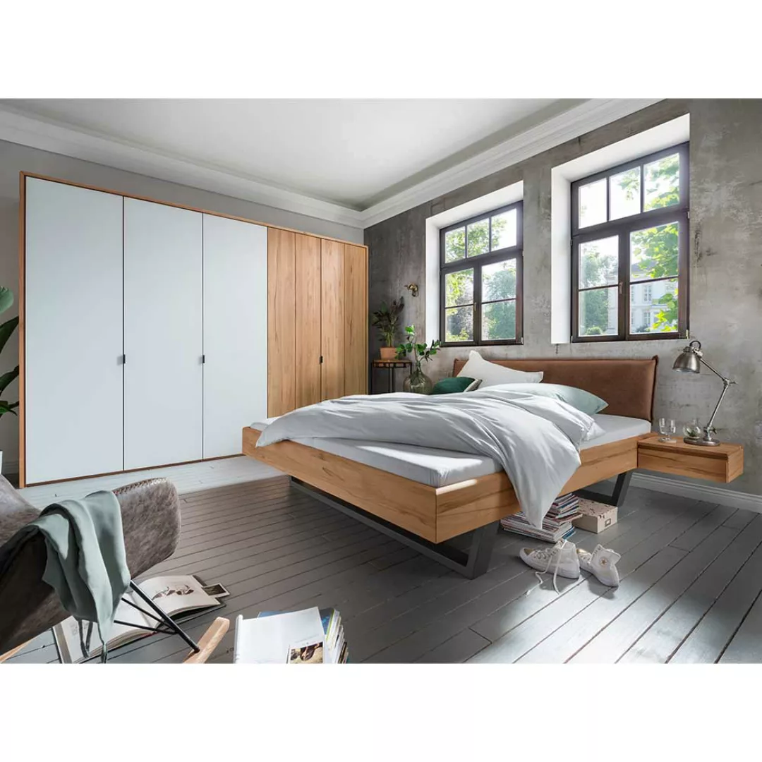 Schlafzimmer Set aus Kernbuche Massivholz geölt Industry Stil (vierteilig) günstig online kaufen