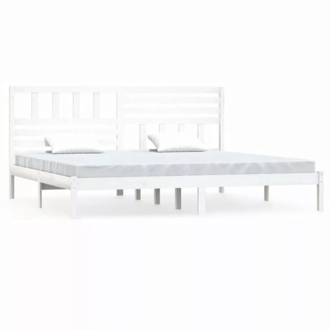vidaXL Bettgestell Massivholzbett Weiß Kiefer 200x200 cm Doppelbett Bett Be günstig online kaufen
