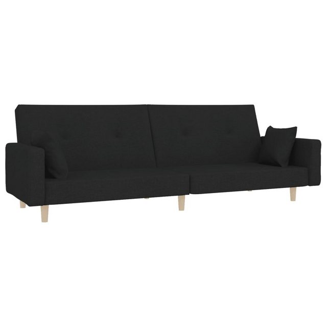 vidaXL Sofa Schlafsofa Sofa mit Schlaffunktion mit 2 Kissen Stoff, Schwarz günstig online kaufen