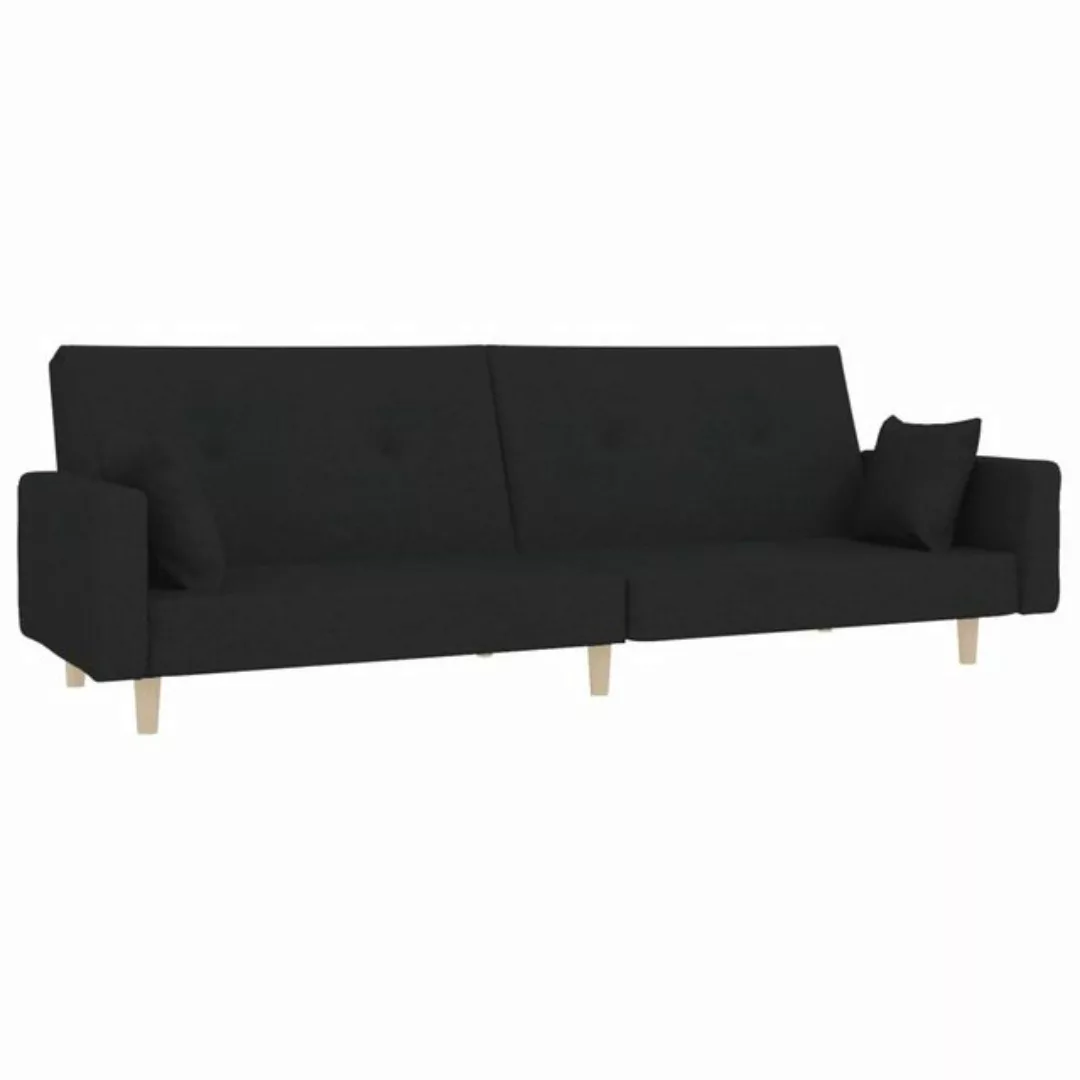 vidaXL Sofa Schlafsofa Sofa mit Schlaffunktion mit 2 Kissen Stoff, Schwarz günstig online kaufen