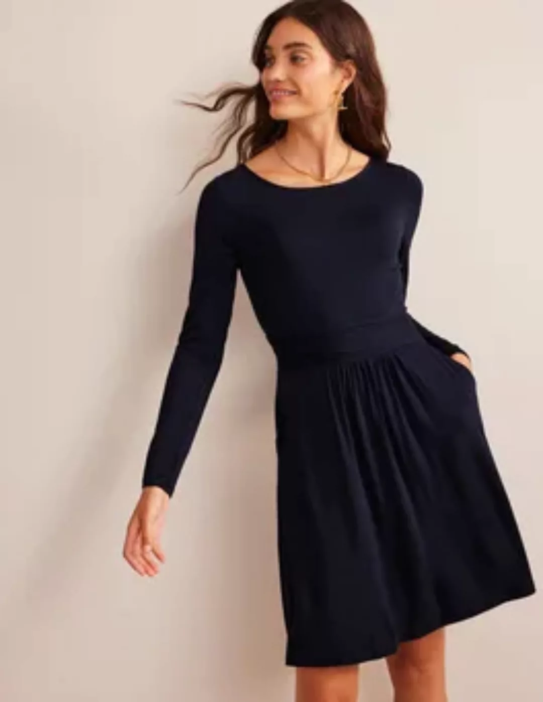 Abigail Jersey-Kleid Damen Boden, Marineblau günstig online kaufen