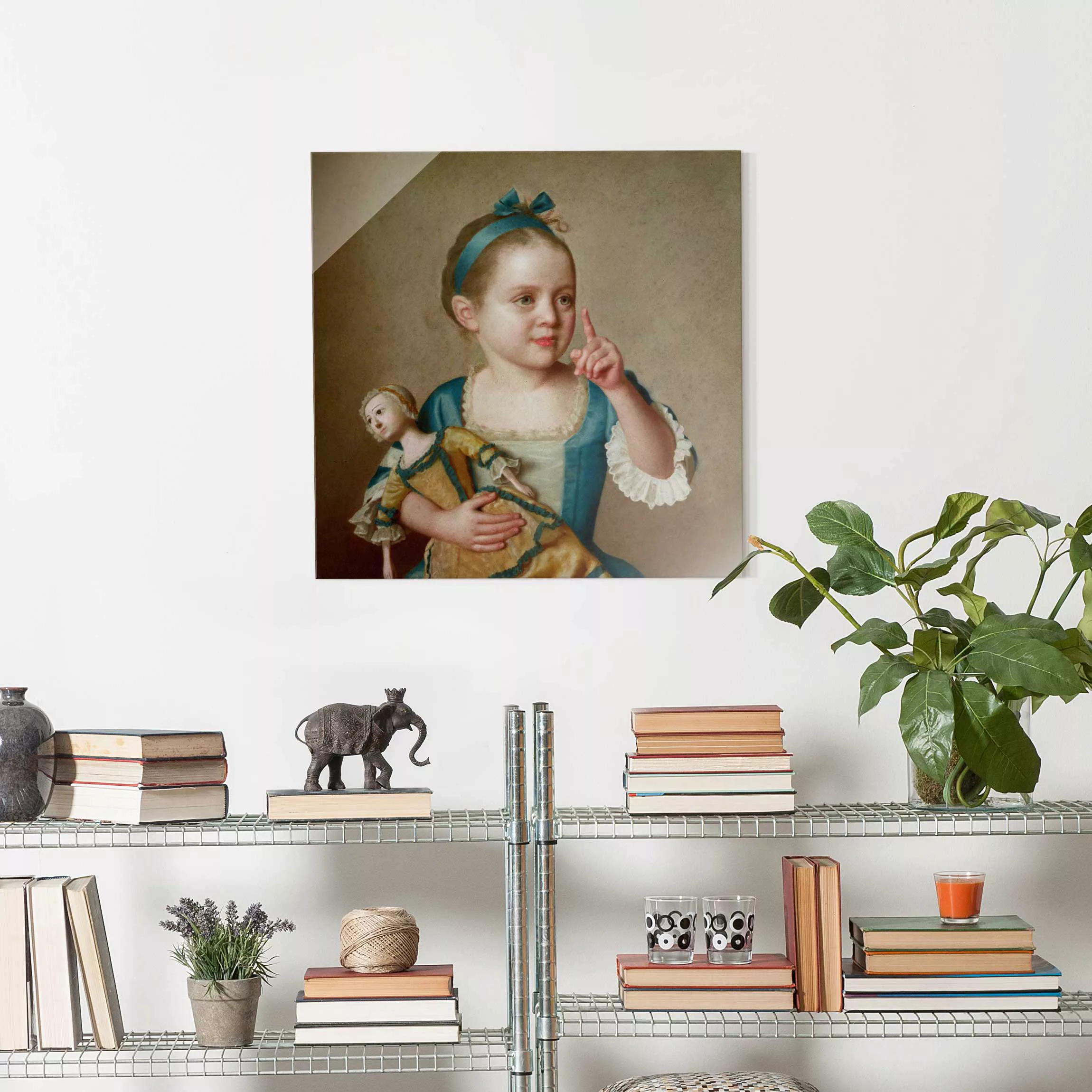 Glasbild - Quadrat Jean Etienne Liotard - Mädchen mit Puppe günstig online kaufen