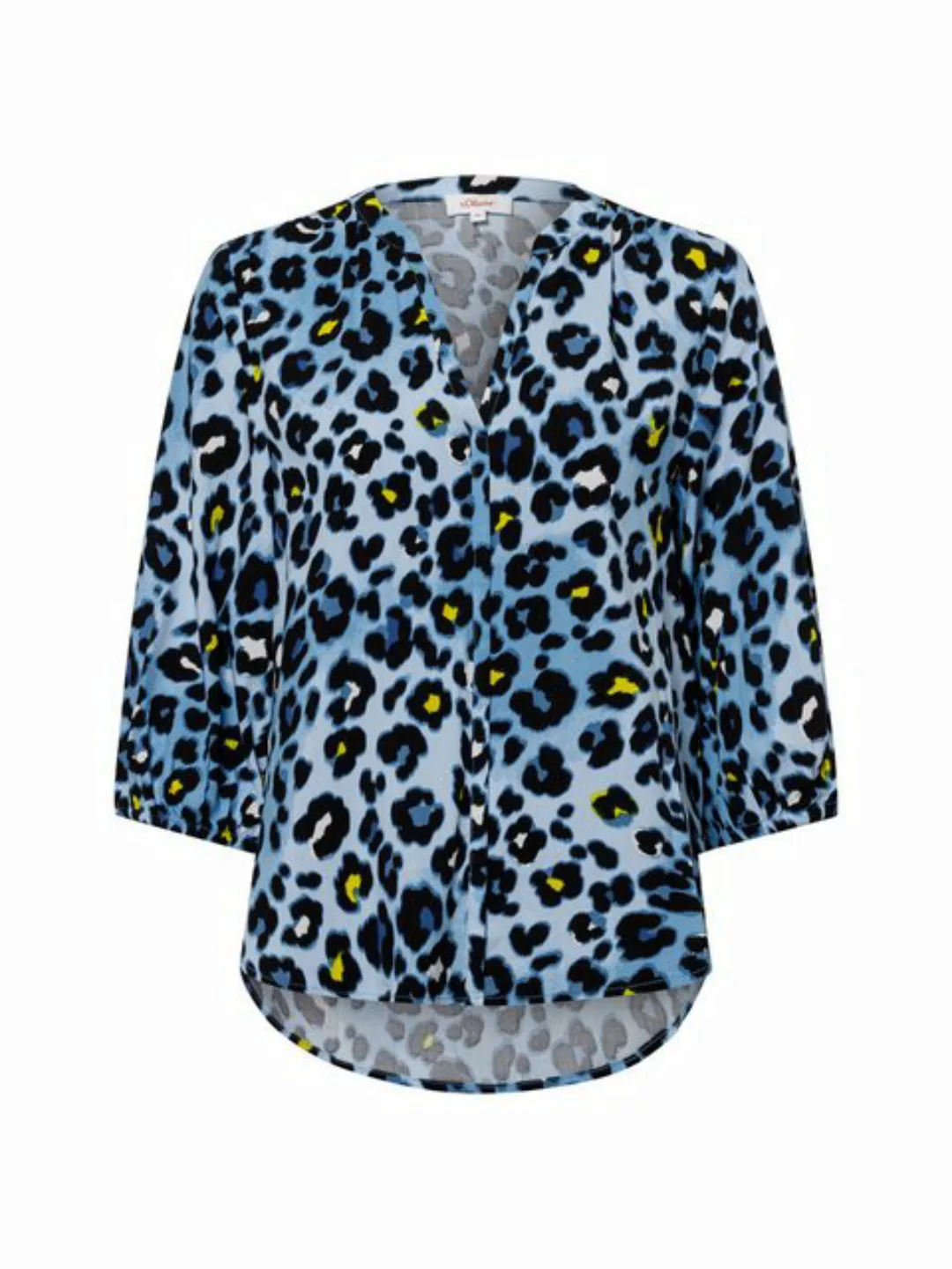 s.Oliver Langarmbluse All-over-Print-Bluse aus Viskose mit Raffungen Raffun günstig online kaufen