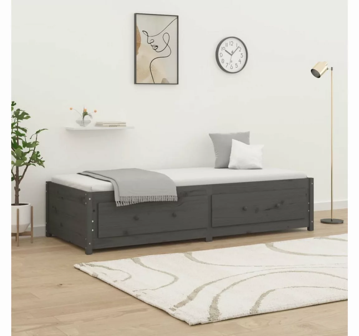 vidaXL Gästebett Gästebett Tagesbett Grau 90x200 cm Massivholz Kiefer Bett günstig online kaufen