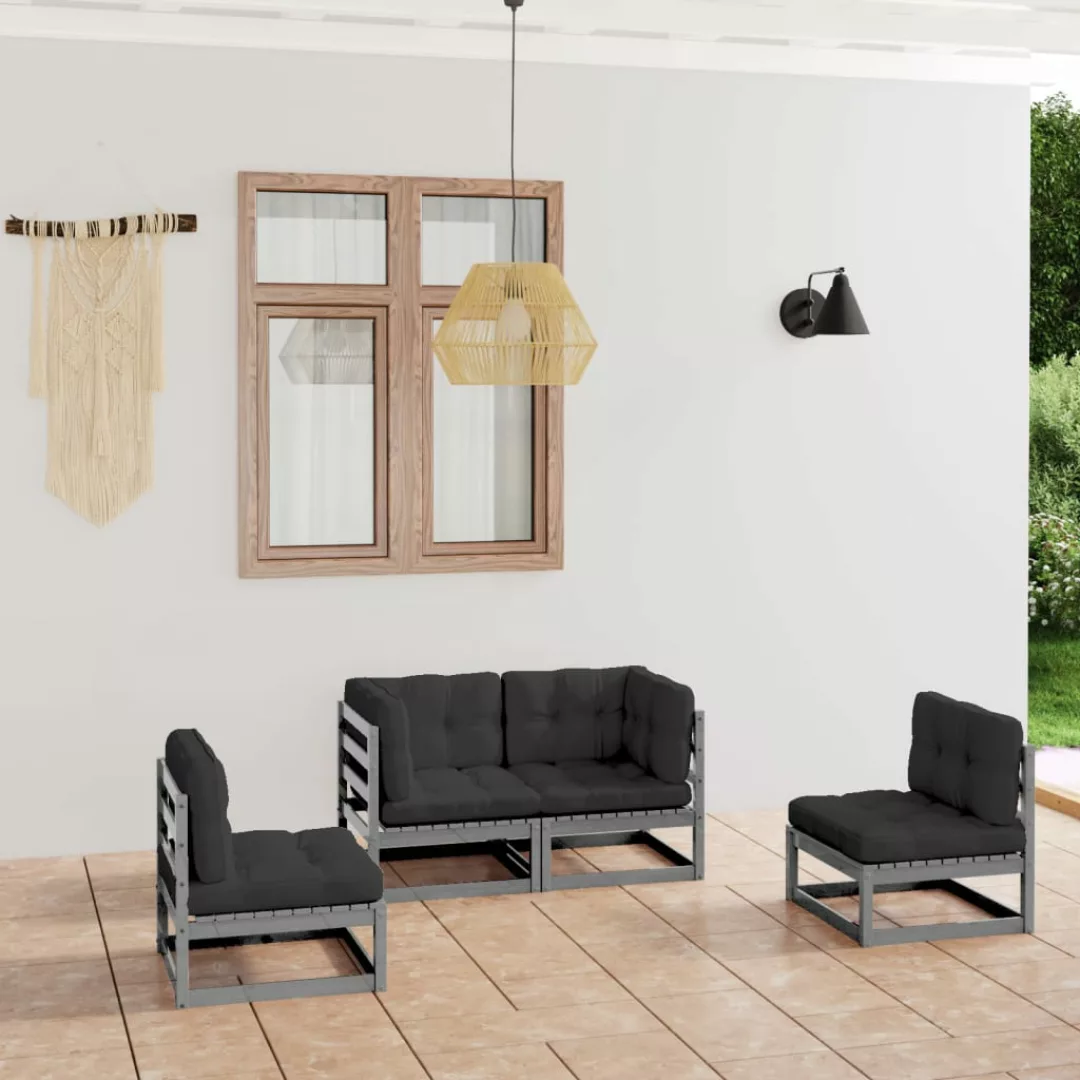 4-tlg. Garten-lounge-set Mit Kissen Kiefer Massivholz günstig online kaufen