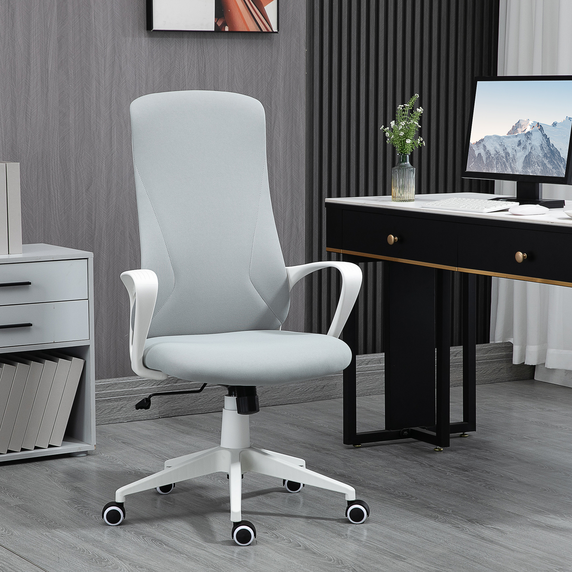 Vinsetto Bürostuhl höhenverstellbar mit Wippfunktion ergonomischer Drehstuh günstig online kaufen