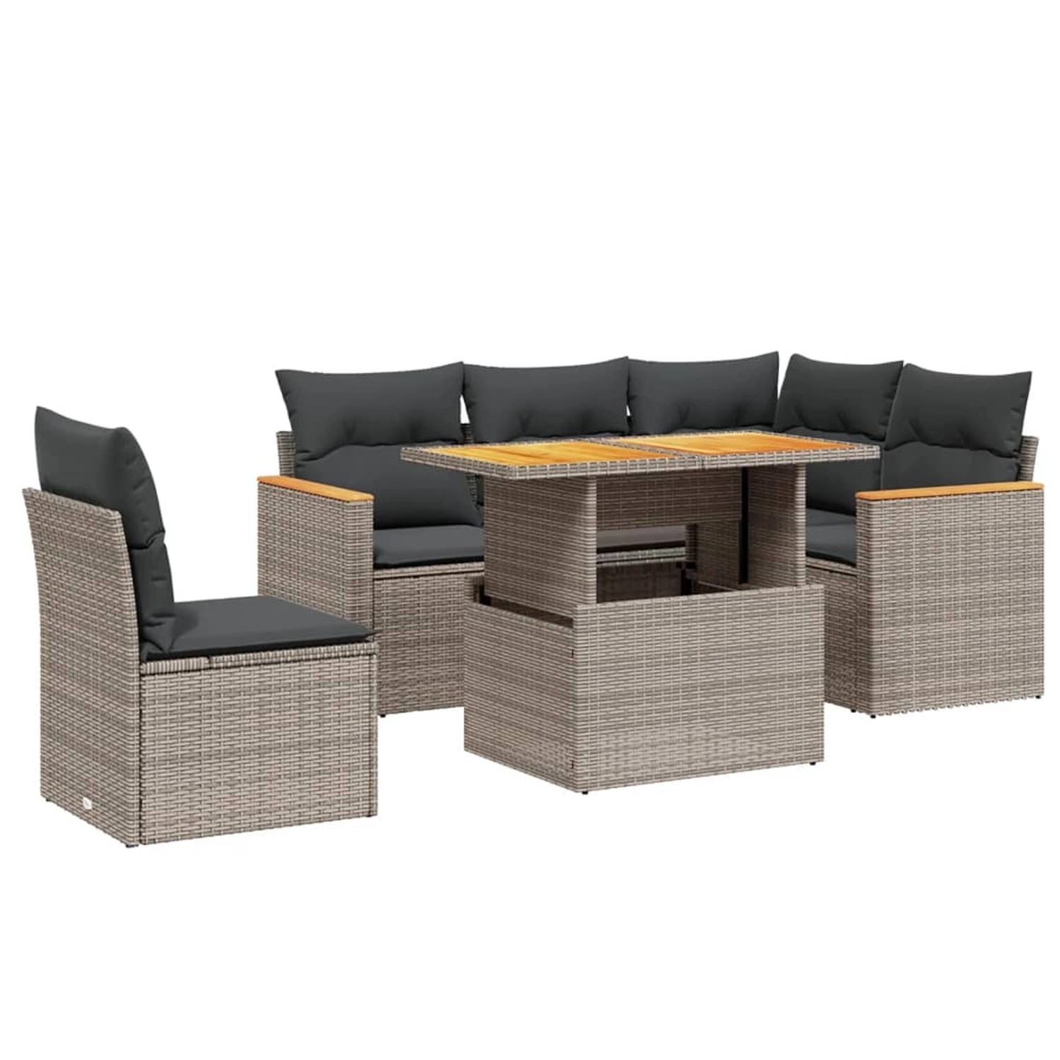 vidaXL 6-Tlg Garten-Sofagarnitur mit Kissen Grau Poly Rattan 3273083 günstig online kaufen