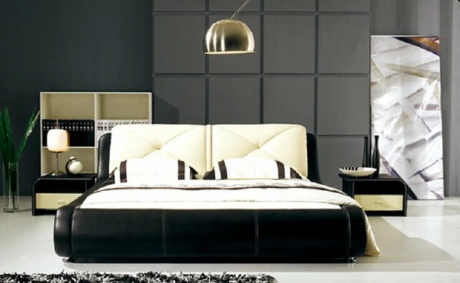 JVmoebel Bett Leder Bett Polster Design Luxus Doppel Hotel Betten Holz Neu günstig online kaufen