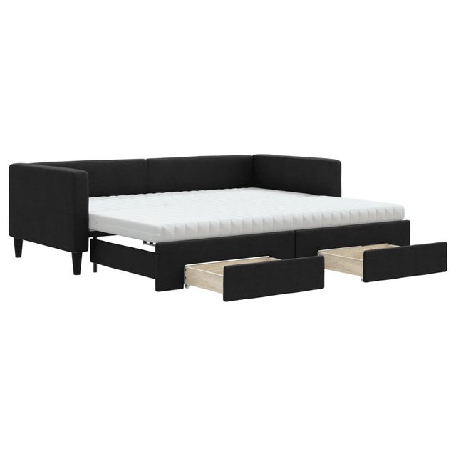 vidaXL Gästebett Gästebett Tagesbett Ausziehbar mit Schubladen Schwarz 90x1 günstig online kaufen