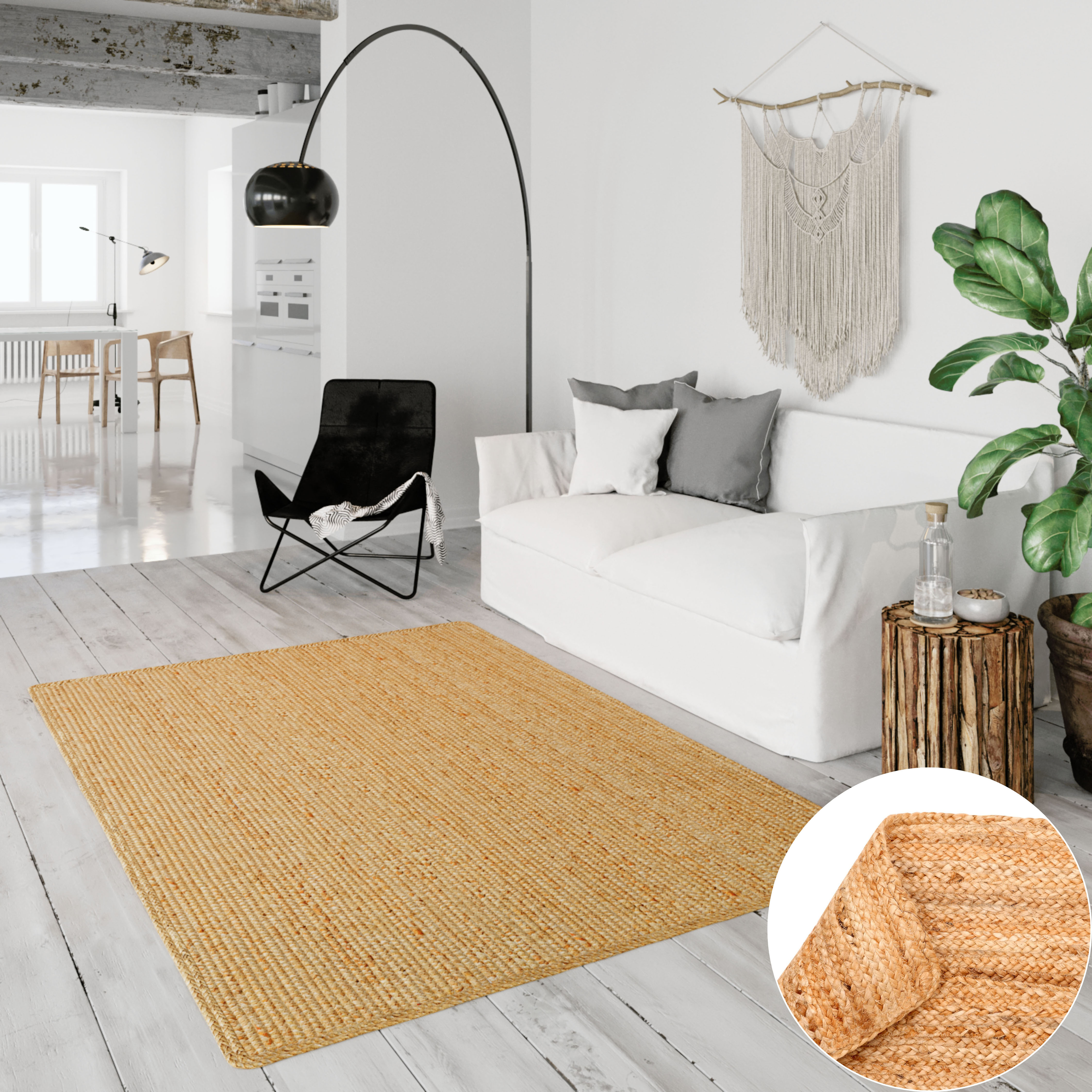 andas Teppich »Bjarka«, rechteckig, 10 mm Höhe, meliert, 100% Jute, handgew günstig online kaufen