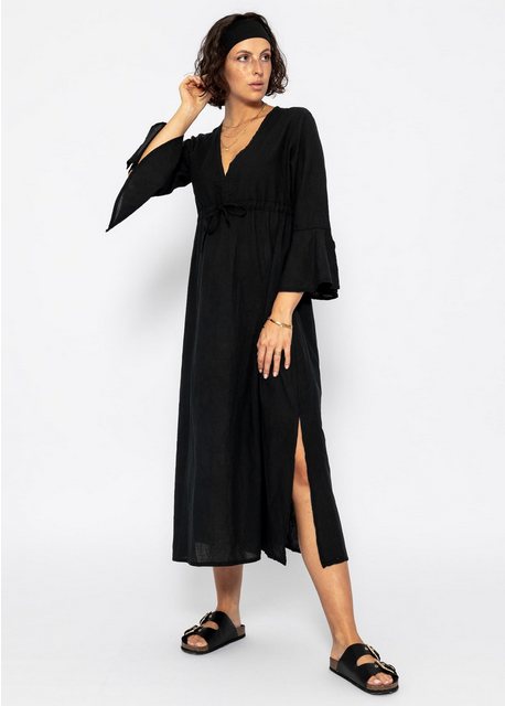 SASSYCLASSY Sommerkleid Baumwollkleid mit Schlitz und weiten Ärmeln Luftige günstig online kaufen
