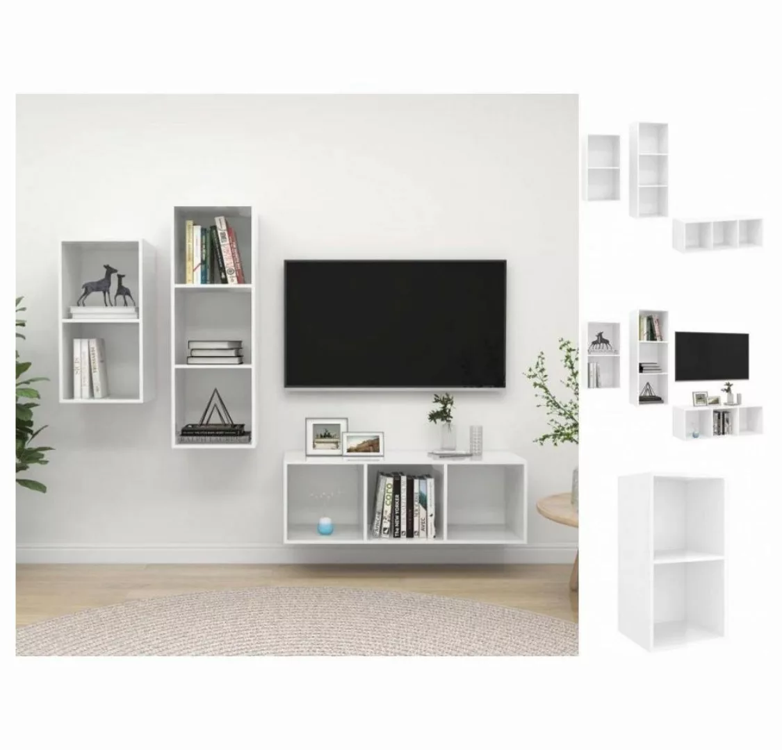 vidaXL TV-Schrank 3-tlg TV-Schrank-Set Hochglanz-Weiß Spanplatte günstig online kaufen