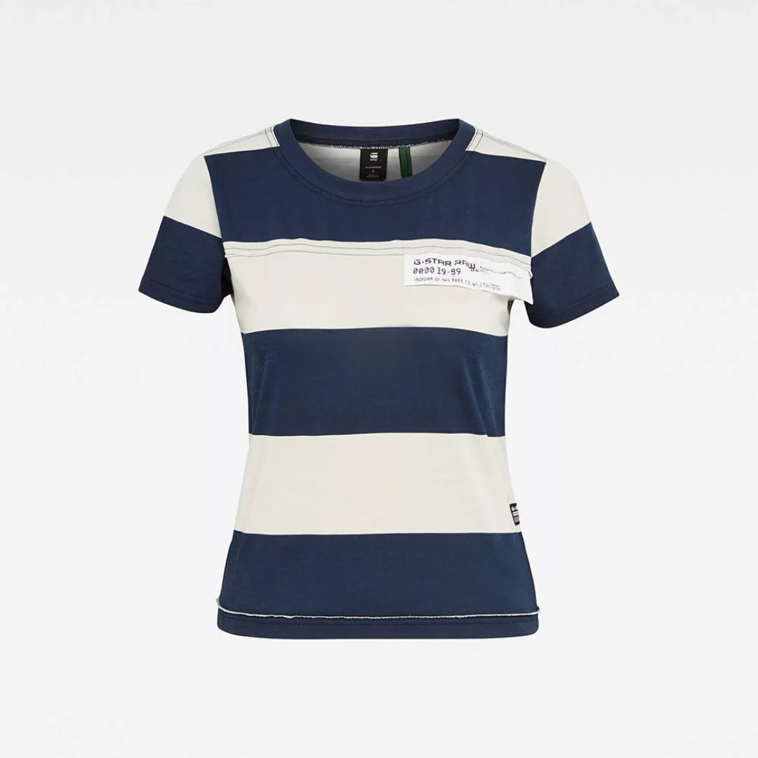 G-star Slim Fit Wide Stripe Kurzarm T-shirt XS Whitebait/Sartho Blue Rugby günstig online kaufen