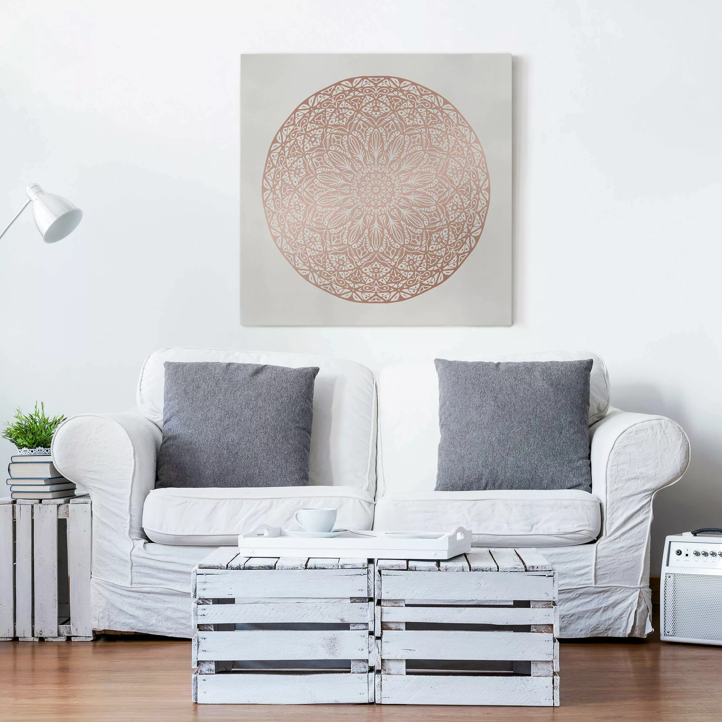 Leinwandbild Mandala Ornament in Kupfergold günstig online kaufen