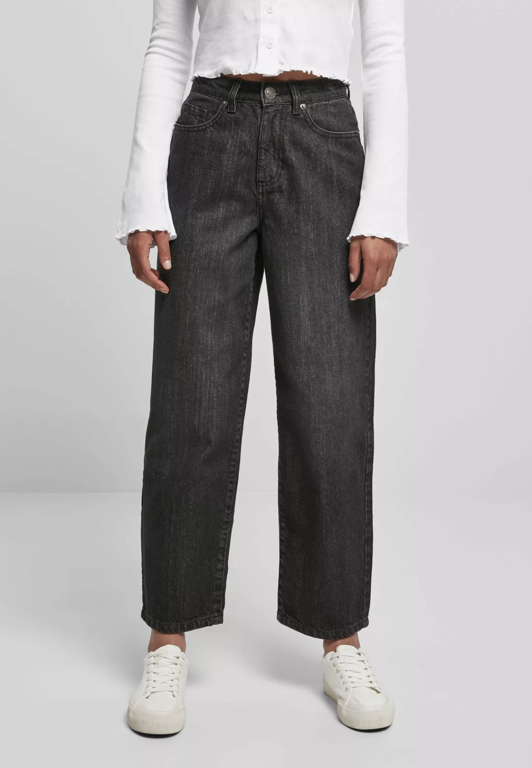 URBAN CLASSICS Bequeme Jeans "Damen Ladies High Waist Wide Leg Cropped Deni günstig online kaufen