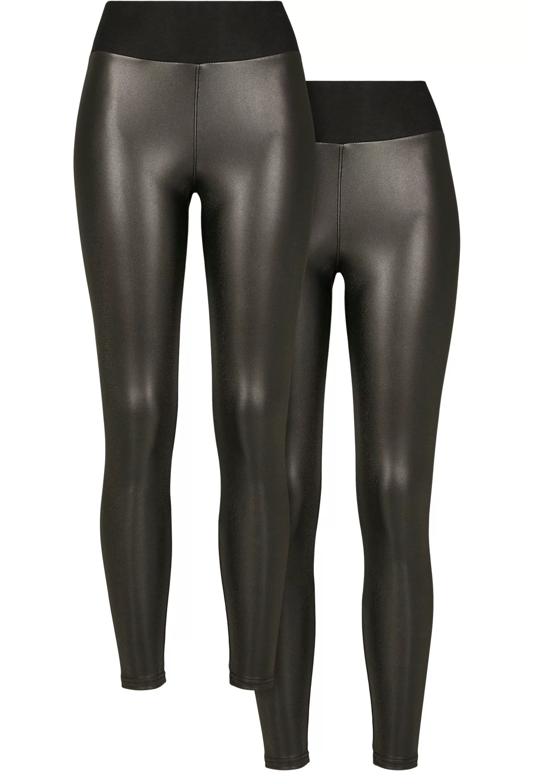 URBAN CLASSICS Leggings "Damen Ladies Faux Leather High Waist Leggings 2-Pa günstig online kaufen