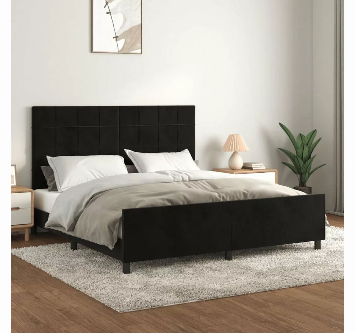 furnicato Bett Bettgestell mit Kopfteil Schwarz 180x200 cm Samt günstig online kaufen