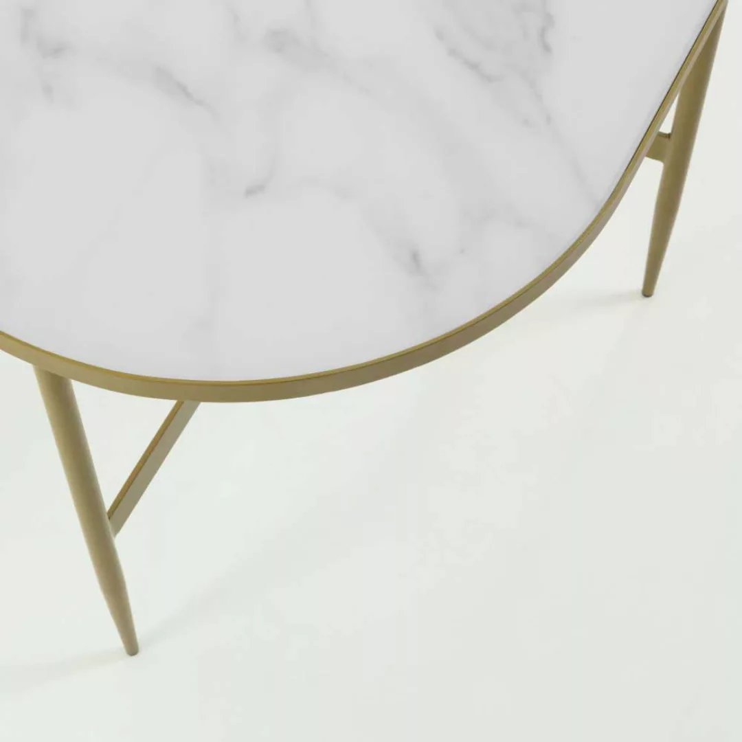 Glastisch in Weiß und Goldfarben oval günstig online kaufen