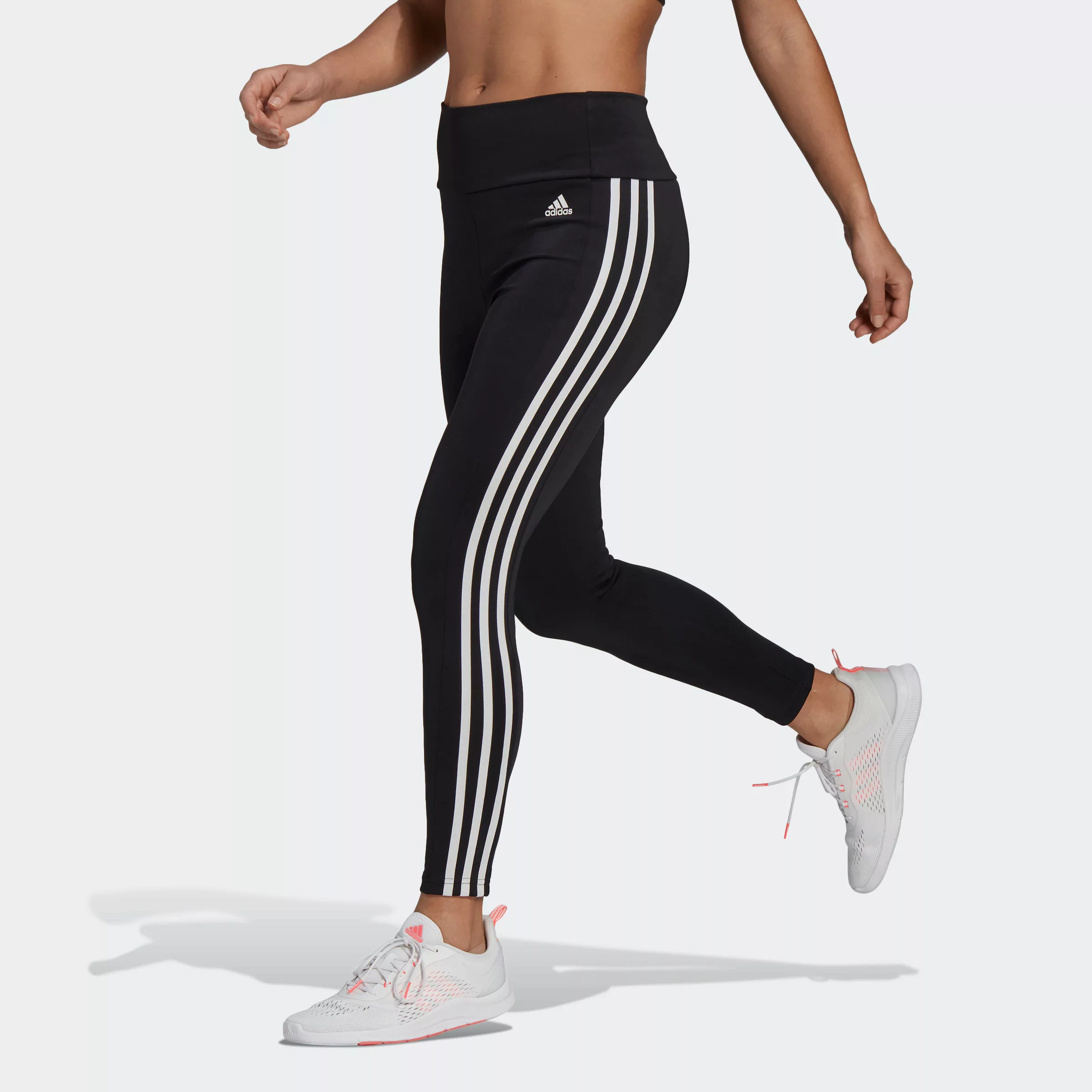 adidas – Training – Leggings mit 3 Streifen in Schwarz günstig online kaufen
