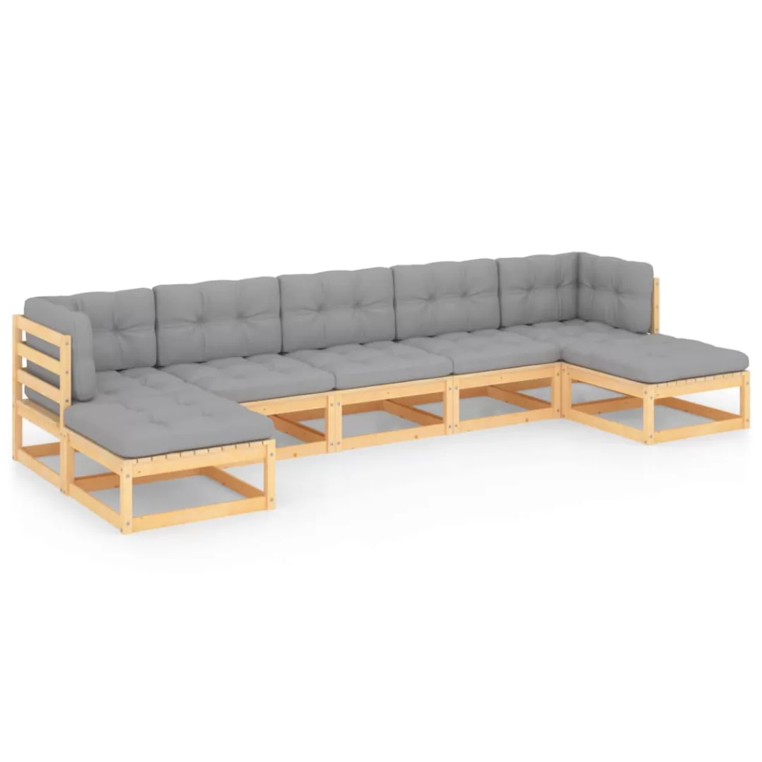 7-tlg. Garten-lounge-set Mit Kissen Massivholz Kiefer günstig online kaufen