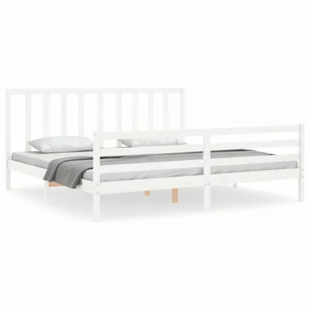 vidaXL Bett Massivholzbett ohne Matratze Weiß 200x200 cm Kiefernholz günstig online kaufen