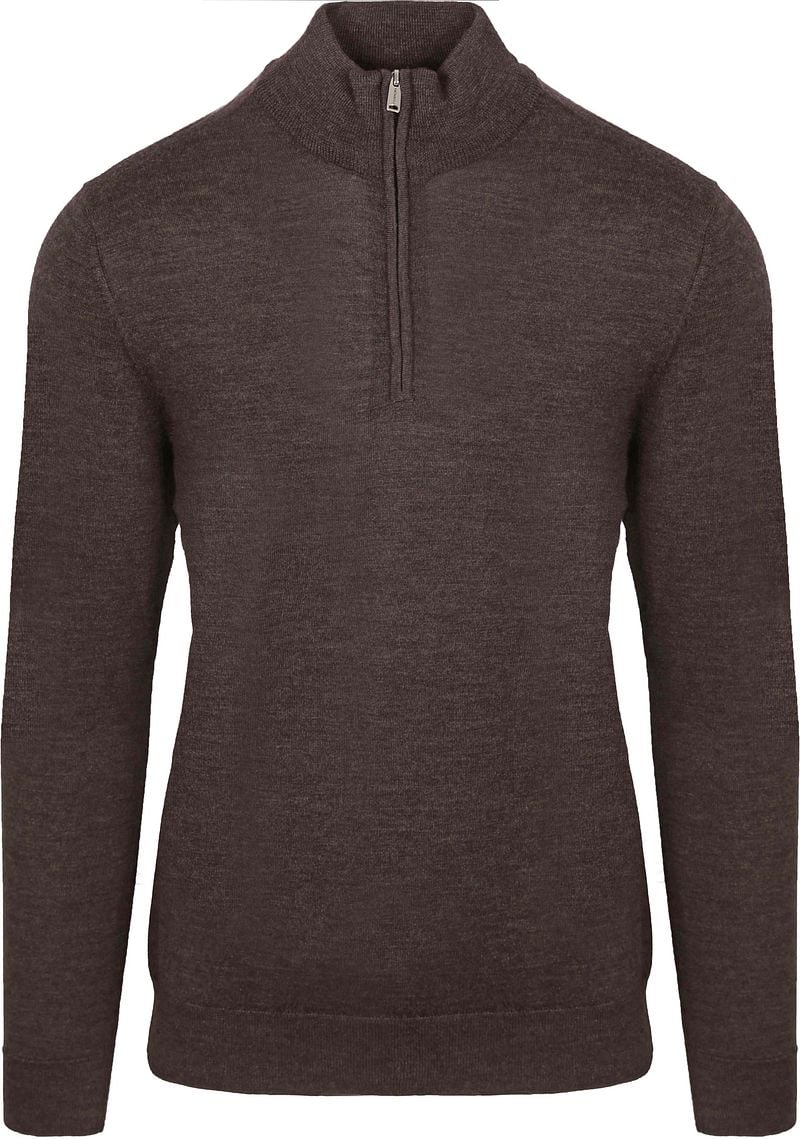 Profuomo Half Zip Pullover Merinowolle Dunkelbraun - Größe XL günstig online kaufen