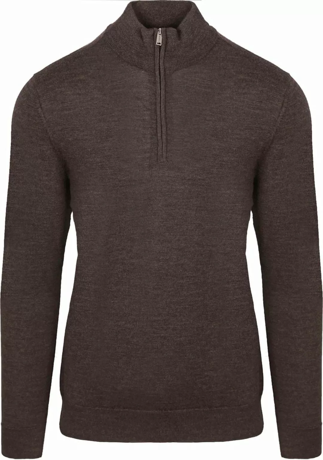 Profuomo Half Zip Pullover Merinowolle Dunkelbraun - Größe XXL günstig online kaufen