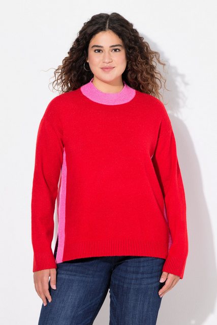 Ulla Popken Strickpullover Pullover Farbkontrast Stehkragen Langarm günstig online kaufen