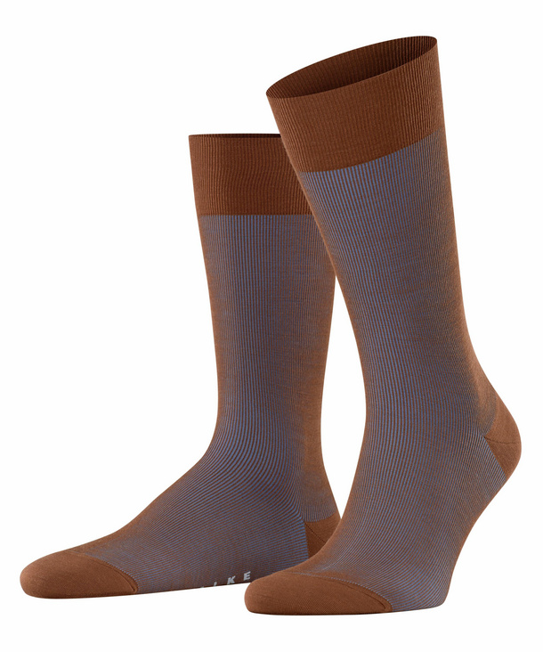 FALKE Fine Shadow Wool Herren Socken, 39-40, Braun, Streifen, Schurwolle, 1 günstig online kaufen