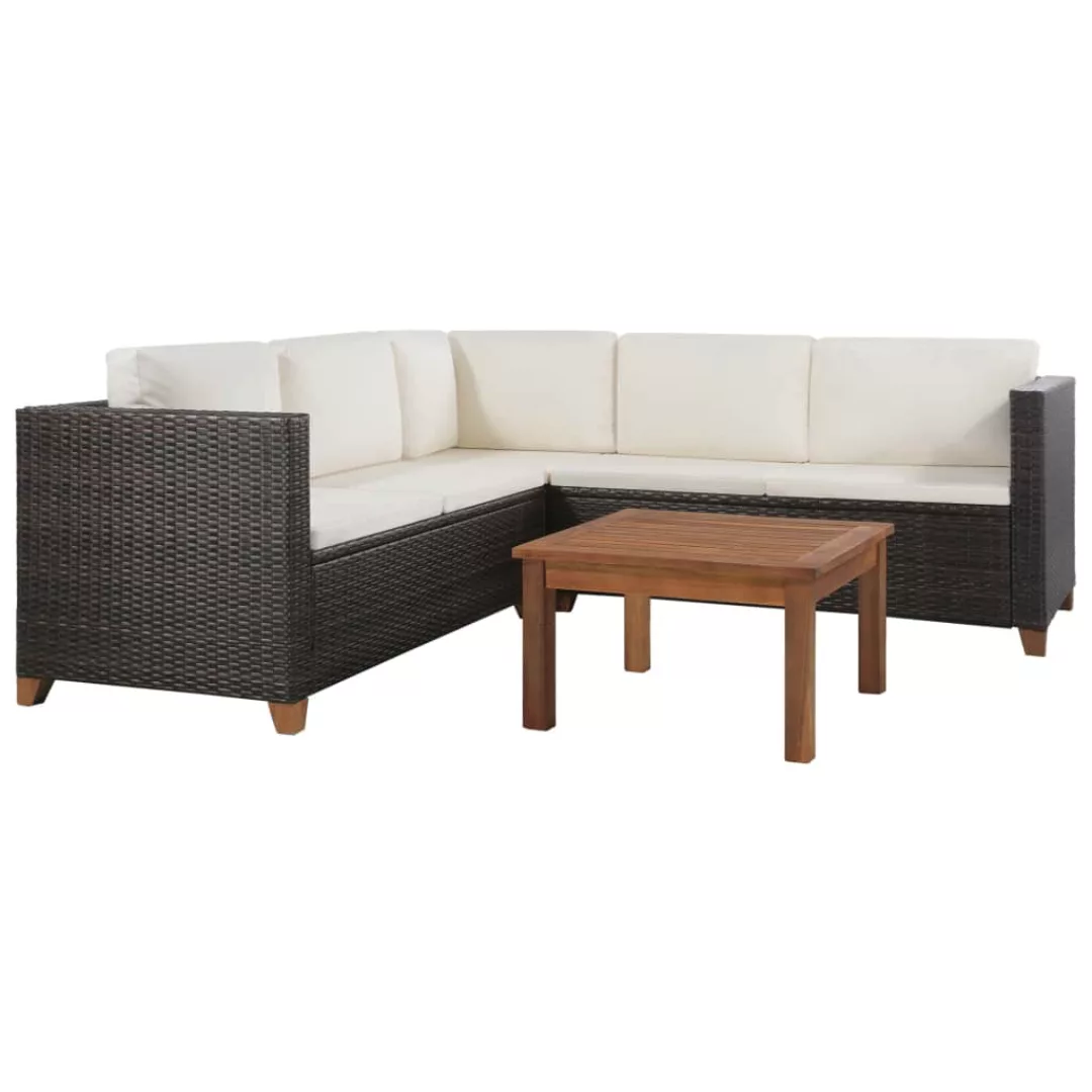 4-tlg. Garten-lounge-set Mit Auflagen Poly Rattan Braun günstig online kaufen