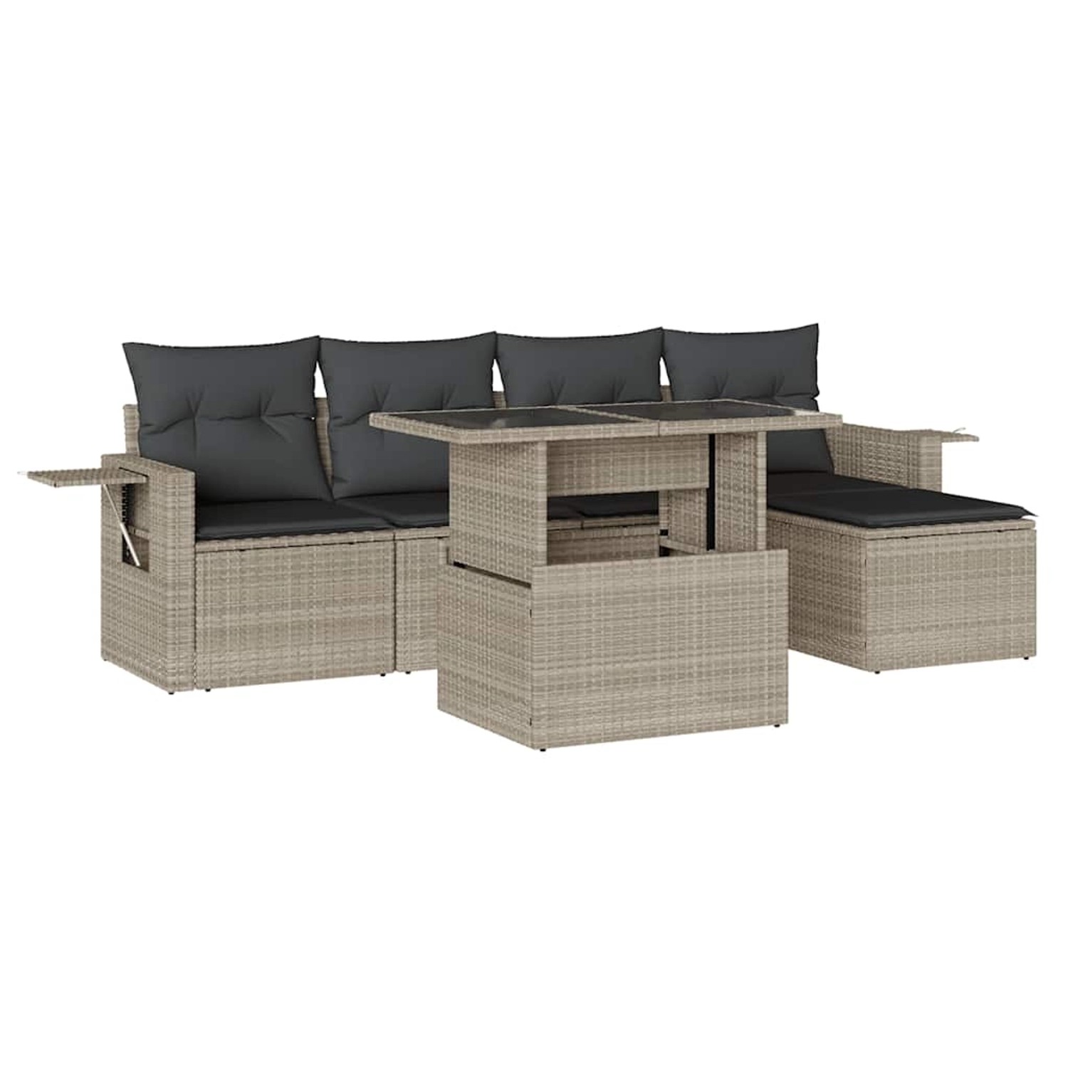 vidaXL 6-Tlg Garten-Sofagarnitur mit Kissen Hellgrau Poly Rattan 3267872 günstig online kaufen