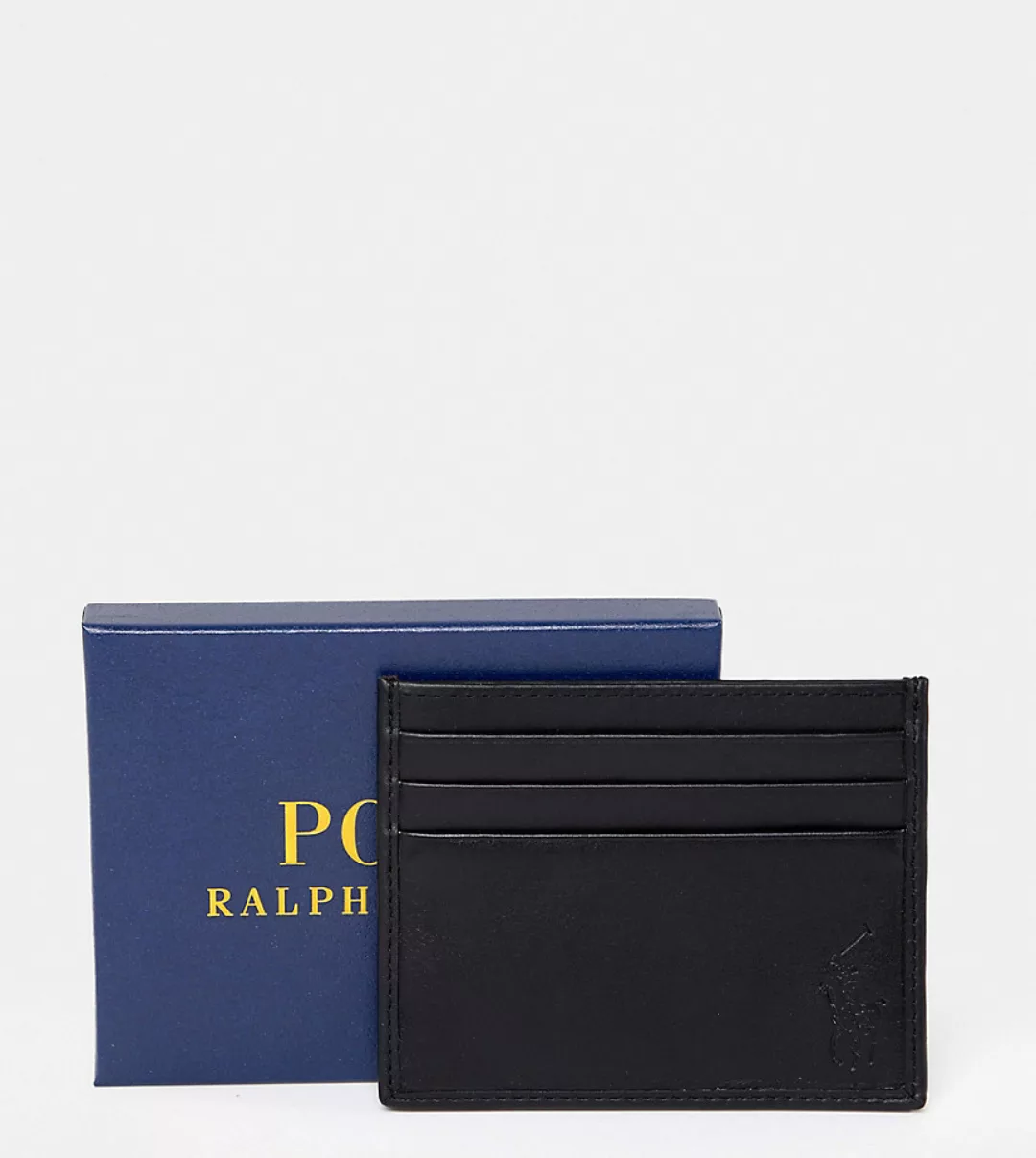 Polo Ralph Lauren – Klassisches Kartenetui aus schwarzem Leder, exklusiv be günstig online kaufen