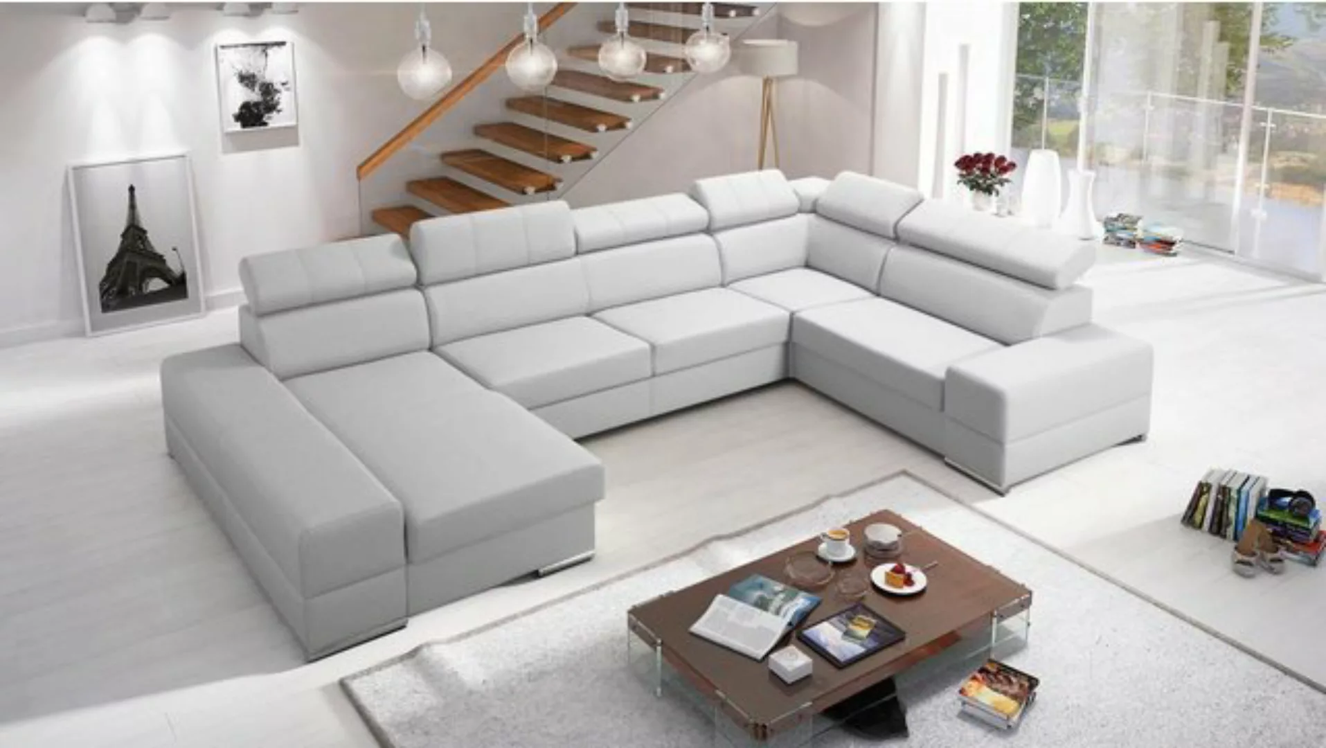 JVmoebel Ecksofa, Ecksofa Ledersofa Design Sofa Ecksofas U Form Modernes De günstig online kaufen