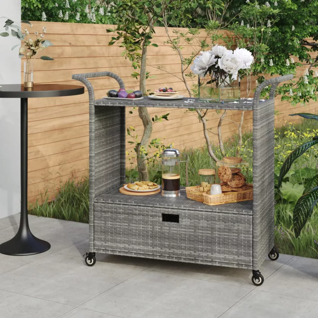 Barwagen Mit Schublade Grau 100x45x97 Cm Poly Rattan günstig online kaufen