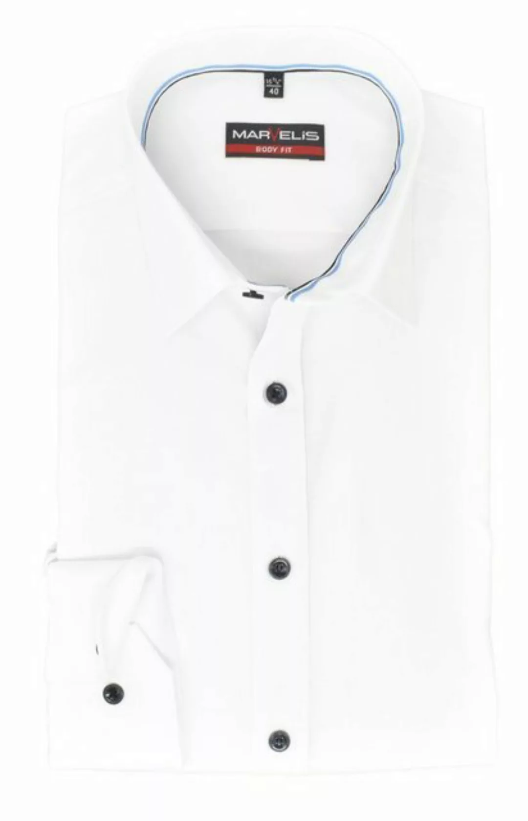MARVELIS Businesshemd Businesshemd - Body Fit - Langarm - Einfarbig - Weiß günstig online kaufen