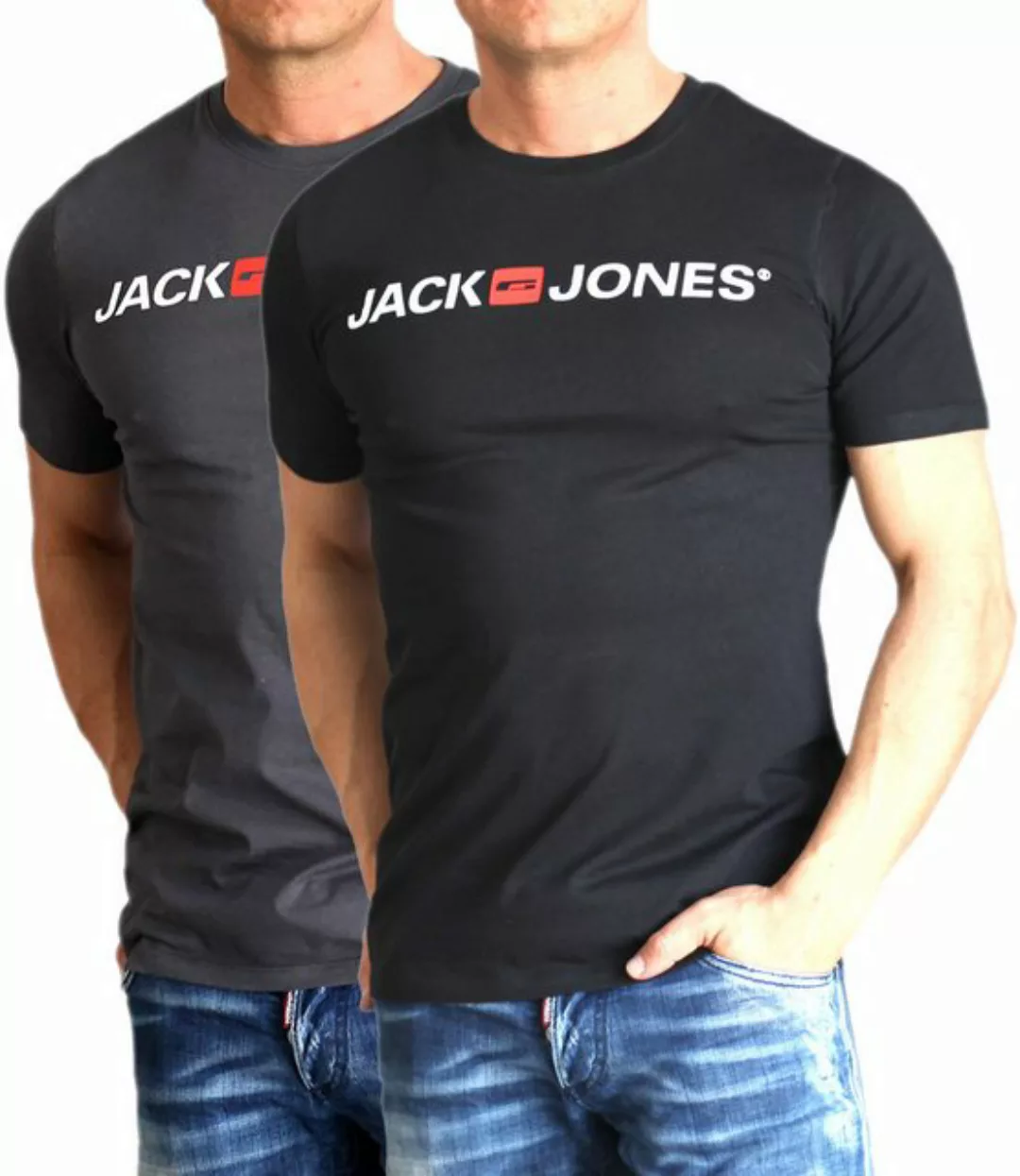 Jack & Jones T-Shirt Bequemes Logo-Shirt mit Printdruck (2er-Pack) unifarbe günstig online kaufen