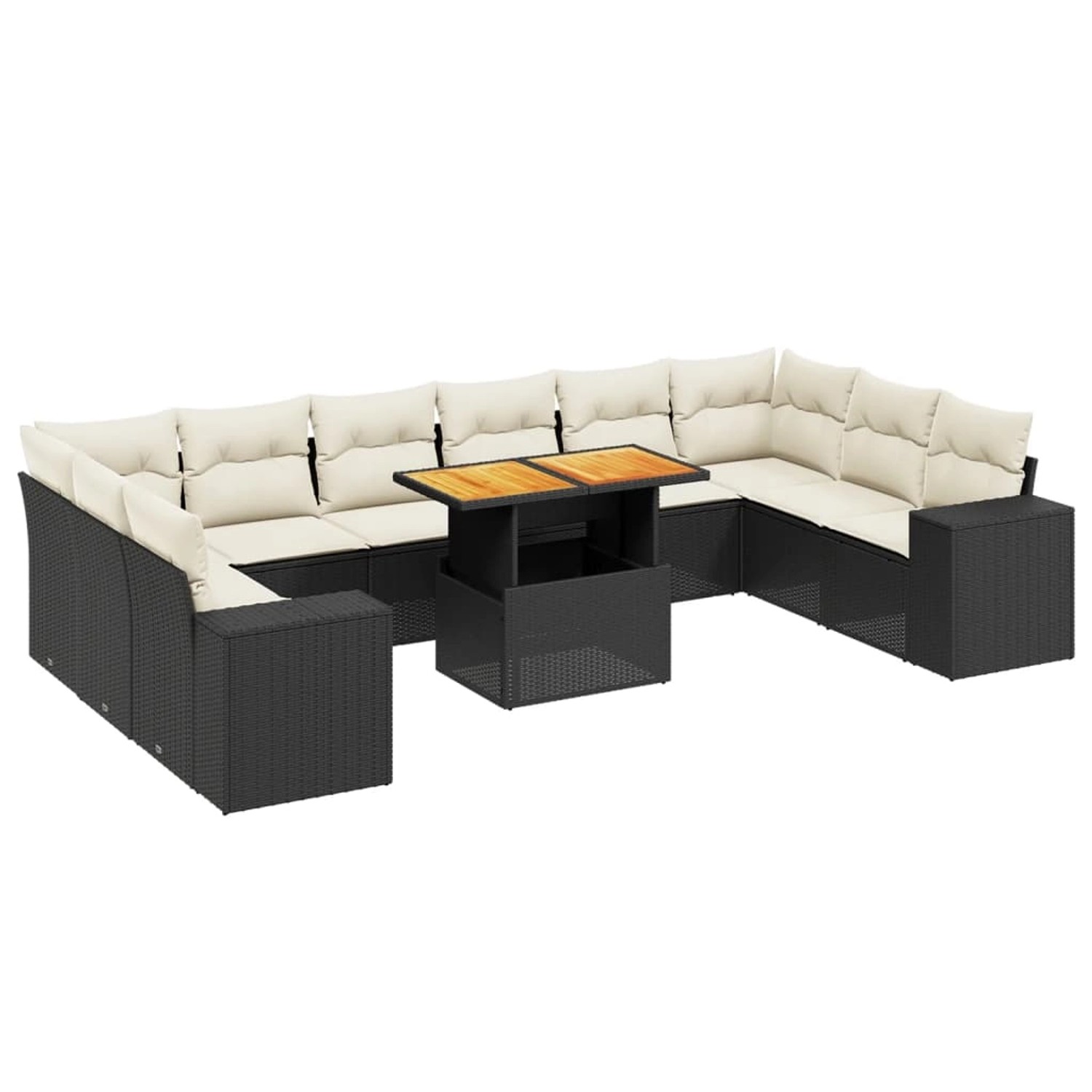 vidaXL 11-Tlg Garten-Sofagarnitur mit Kissen Schwarz Poly Rattan 3272806 günstig online kaufen