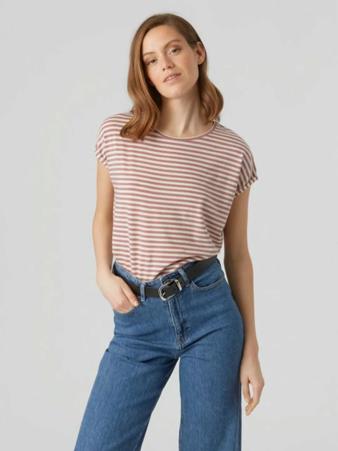 Vero Moda Damen T-Shirt VMAVA PLAIN STRIPE - Regular Fit günstig online kaufen