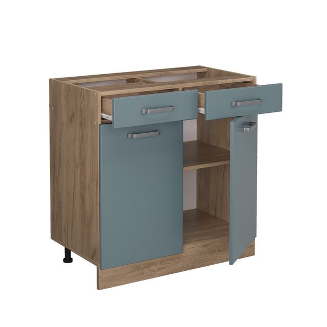 Vicco Unterschrank R-Line, Blau-Grau/Goldkraft Eiche, 80 cm AP Marmor günstig online kaufen